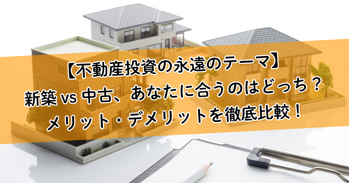 【不動産投資の永遠のテーマ】新築 vs 中古、あなたに合うのはどっち？メリット・デメリットを徹底比較！